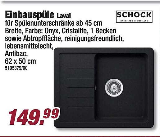 Einbauspüle Laval für Spülenunterschränke ab 45 cm Breite