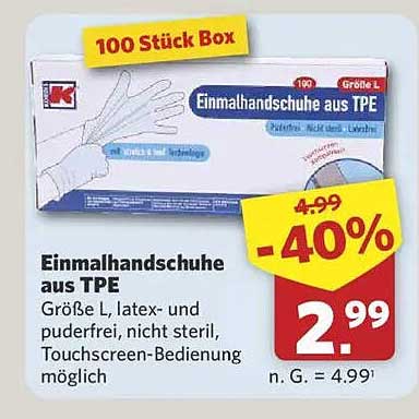 Einmalhandschuhe aus TPE (100 Stück, Größe L)