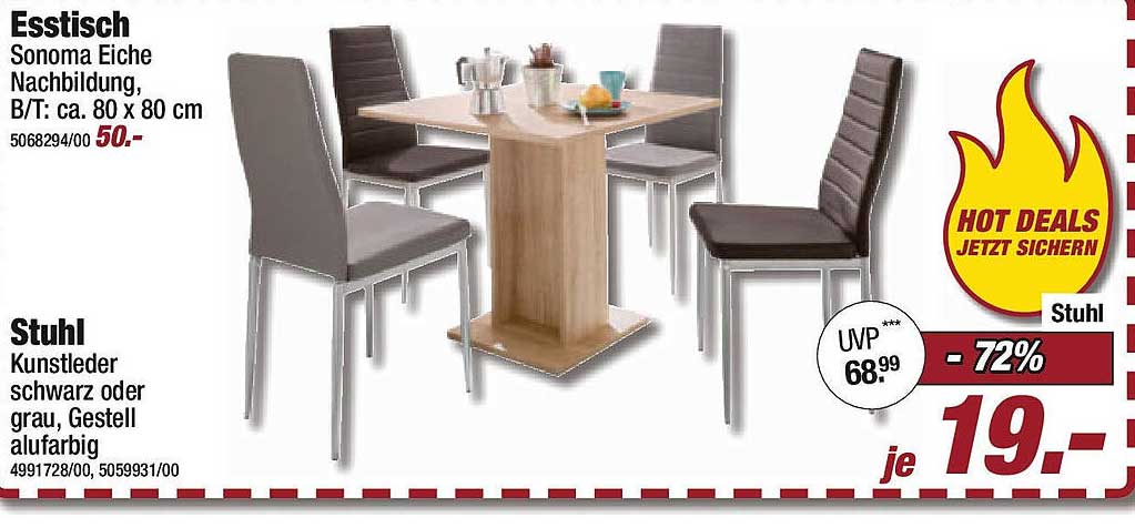 Esstisch und Stuhl Set – Sonoma Eiche Nachbildung