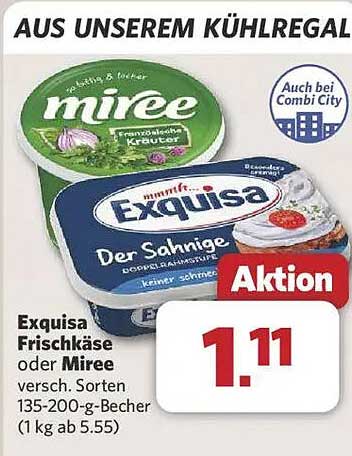 Exquisa Frischkäse oder Mirée 135-200 g Becher