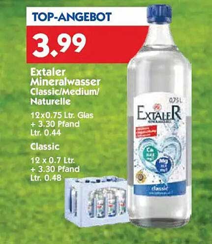 Extaler Mineralwasser Classic/Medium/Naturelle 12x0,75 Ltr. Glas - TOP-ANGEBOT