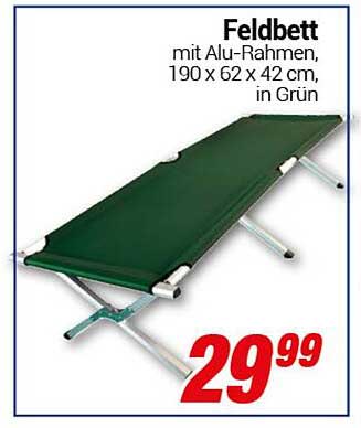 Feldbett mit Alu-Rahmen, 190 x 62 x 42 cm, in Grün