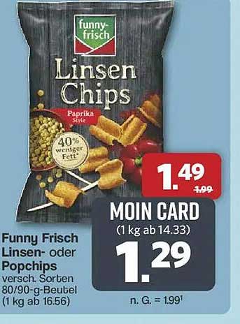 Funny Frisch Linsen- oder Popchips, verschiedene Sorten 80/90-g-Beutel