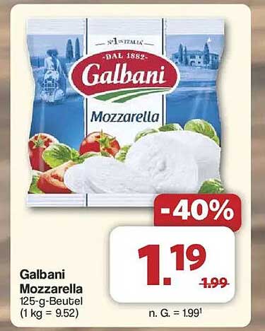 Galbani Mozzarella 125-g-Beutel - jetzt nur 1,19 €