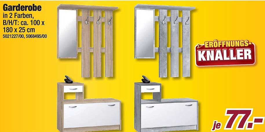 Garderobe in 2 Farben, B/H/T: ca. 100 x 180 x 25 cm