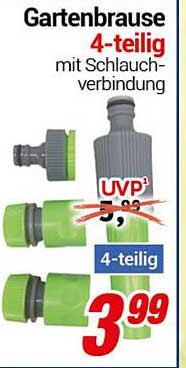 Gartenbrause 4-teilig mit Schlauchverbindung