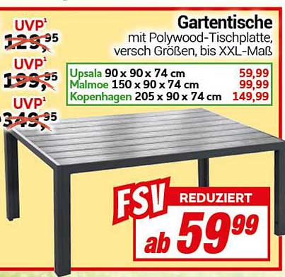 Gartentische mit Polywood-Tischplatte, verschiedene Größen, bis XXL-Maß