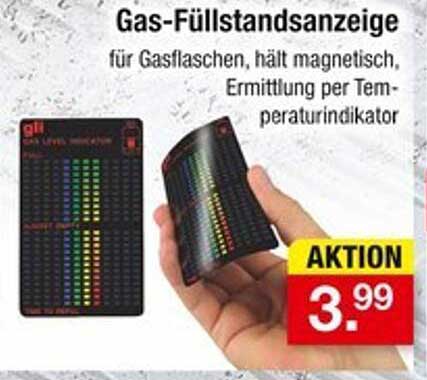 Gas-Füllstandsanzeige für Gasflaschen - jetzt nur 3,99 €