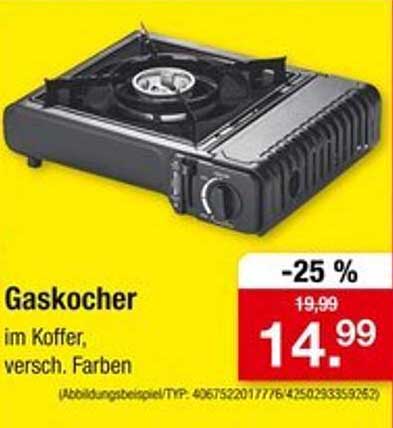 Gaskocher im Koffer, verschiedene Farben