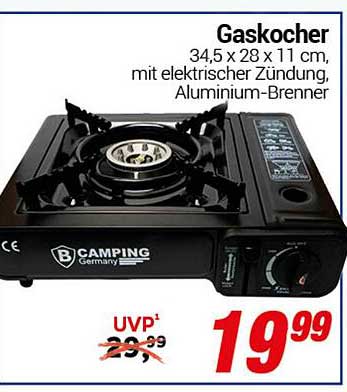 Gaskocher mit elektrischer Zündung, Aluminium-Brenner