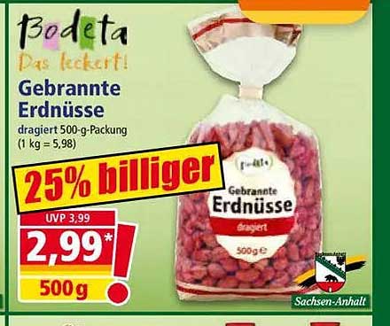 Gebratene Erdnüsse 500 g Packung - jetzt 25% günstiger!