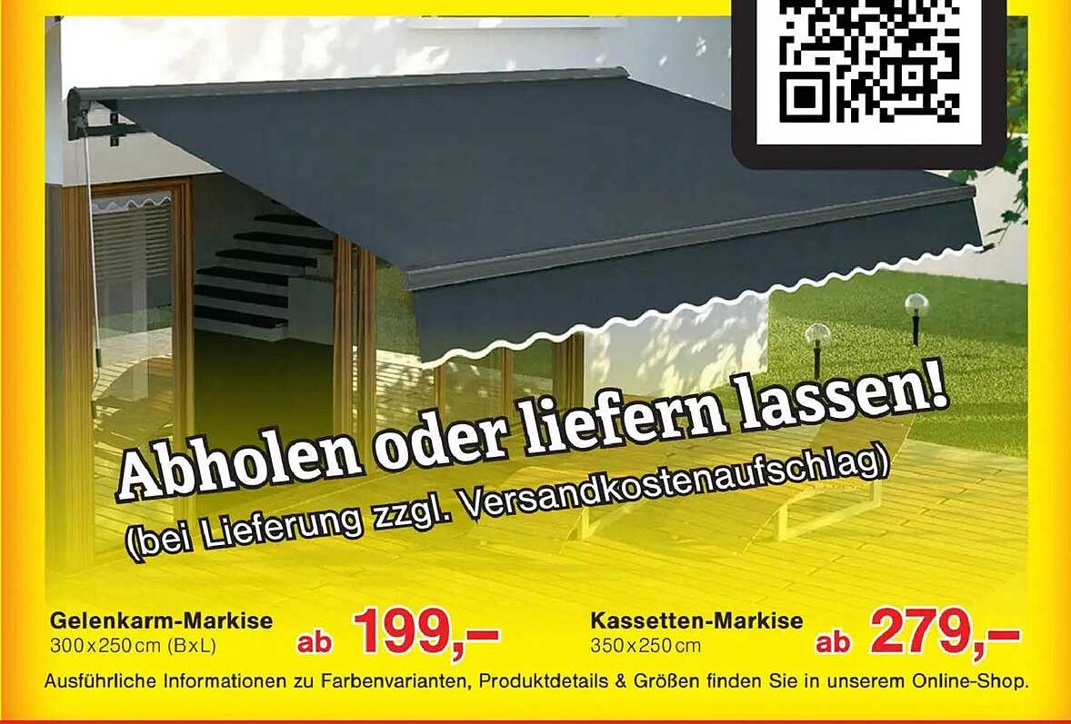 Gelenkarm-Markise 300x250 cm und Kassetten-Markise 350x250 cm