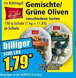Gemischte/Grüne Oliven 150-g-Schale
