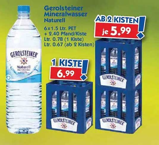 Gerolsteiner Mineralwasser Naturell 6 x 1,5 L PET