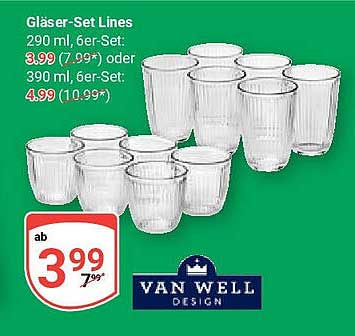 Gläser-Set Lines 290 ml oder 390 ml – 6er-Set