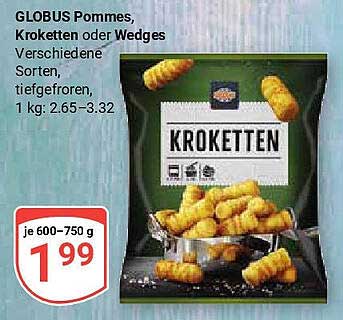 GLOBUS Pommes, Kroketten oder Wedges - verschiedene Sorten, tiefgefroren