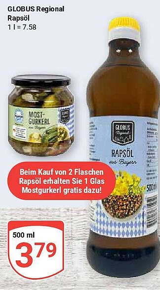 GLOBUS Regional Rapsöl 500 ml zum Aktionspreis