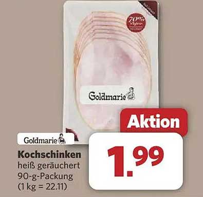 Goldmarie Kochschinken heiß geräuchert 90-g-Packung
