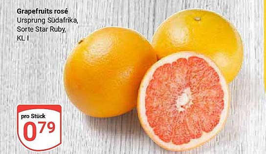 Grapefruits rosé - Herkunft Südafrika, Sorte Star Ruby, KL I