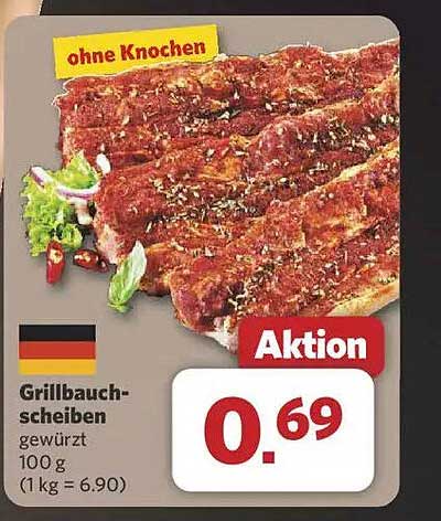 Grillbauchscheiben gewürzt 100 g – Aktion
