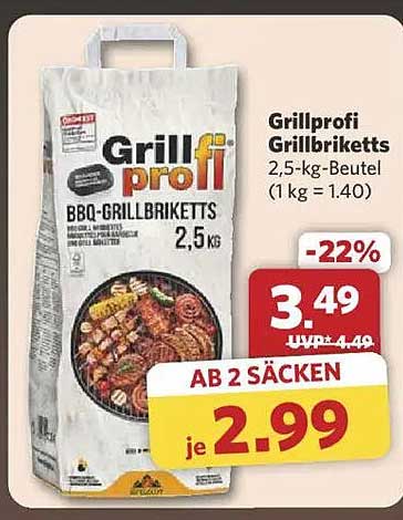 Grillprofi Grillbriketts 2,5 kg-Beutel (1 kg = 1,40)