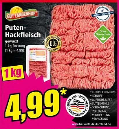 Gut Langenhof Puten-Hackfleisch gewürzt - 1-kg-Packung