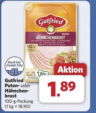 Gutfried Puten- oder Hähnchenbrust 100-g-Packung