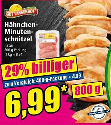 Hähnchen-Minuten-Schnitzel von Gut Langenhof – 800 g Packung