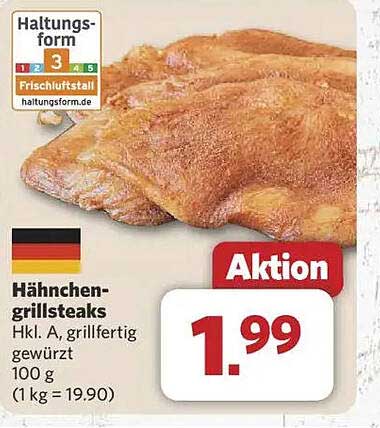 Hähnchengrillsteaks Hkl. A, grillfertig gewürzt 100 g
