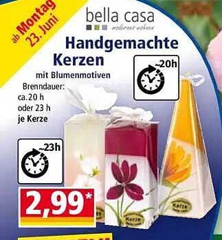 Handgemachte Kerzen mit Blumenmotiven