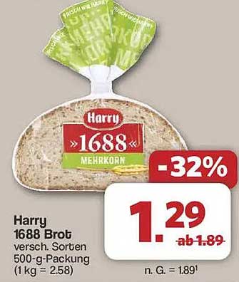 Harry 1688 Brot, verschiedene Sorten 500-g-Packung
