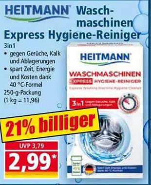 HEITMANN Waschmaschinen Express Hygiene-Reiniger 3in1