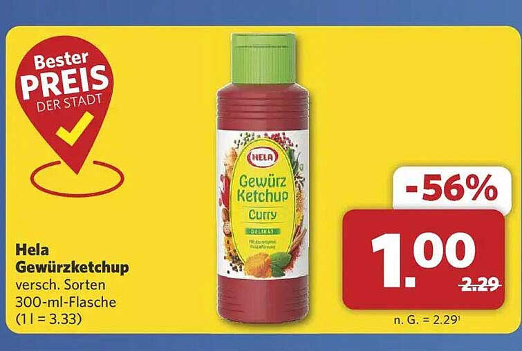 Hela Gewürzketchup in verschiedenen Sorten - Jetzt nur 1,00 €