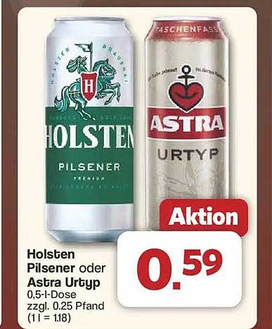 Holsten Pilsener oder Astra Urtyp 0,5 l-Dose