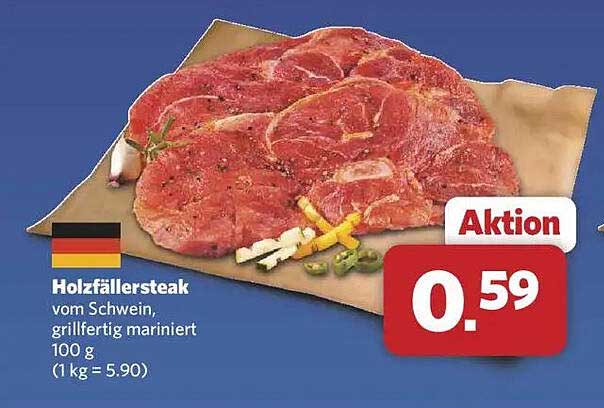 Holzfällersteak vom Schwein, grillfertig mariniert