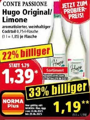 Hugo Original/Limone - Aromatisierter, weinhaltiger Cocktail