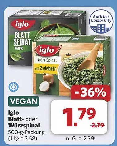Iglo Blatt- oder Würzspinat 500-g-Packung