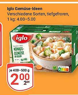 Iglo Gemüse-Ideen – Verschiedene Sorten, tiefgefroren