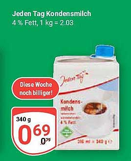 Jeden Tag Kondensmilch 4 % Fett, 340 g