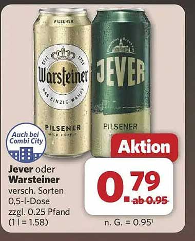 Jever oder Warsteiner Pilsener 0,5 l Dose - Aktion