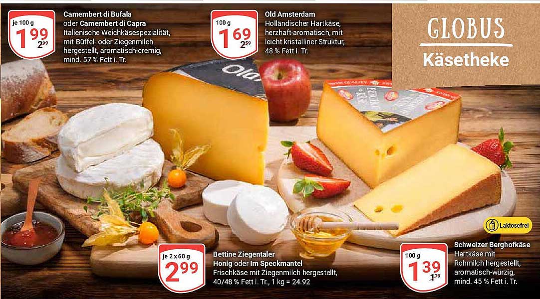 Käse-Auswahl: Camembert, Old Amsterdam und mehr