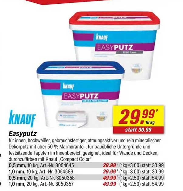 Knauf Easyputz, 10 kg - Hochwertiger Dekorputz für innen