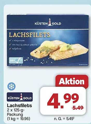 KÜSTEN GOLD Lachsfilets 2 x 125-g-Packung