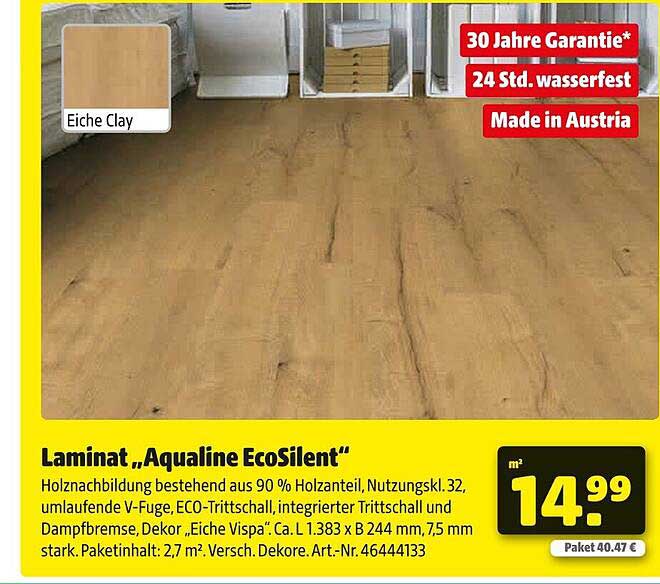 Laminat „Aqualine EcoSilent“ - Eiche Clay