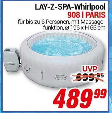 LAY-Z-SPA-Whirlpool 908 I PARIS für bis zu 6 Personen, mit Massagefunktion, Ø 196 x H 66 cm