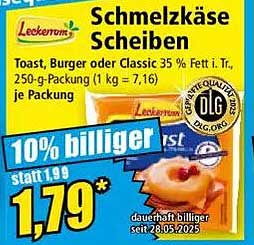 Leckerin® Schmelzkäse Scheiben 250 g - 10 % günstiger!