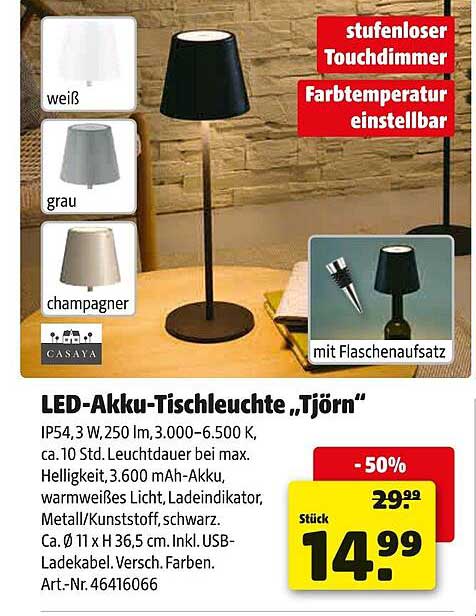 LED-Akkutischleuchte „Tjörn“