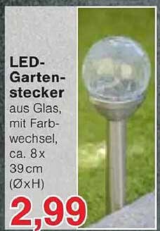 LED-Gartenstecker aus Glas, mit Farbwechsel