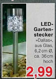 LED-Gartenstecker »Dallas«, aus Glas, 6,2 cm Ø, ca. 36 cm hoch