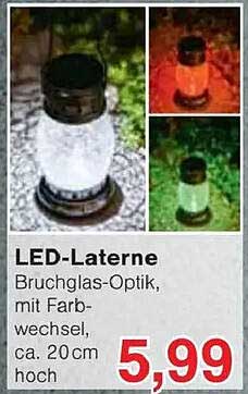 LED-Laterne mit Bruchglas-Optik und Farbwechsel